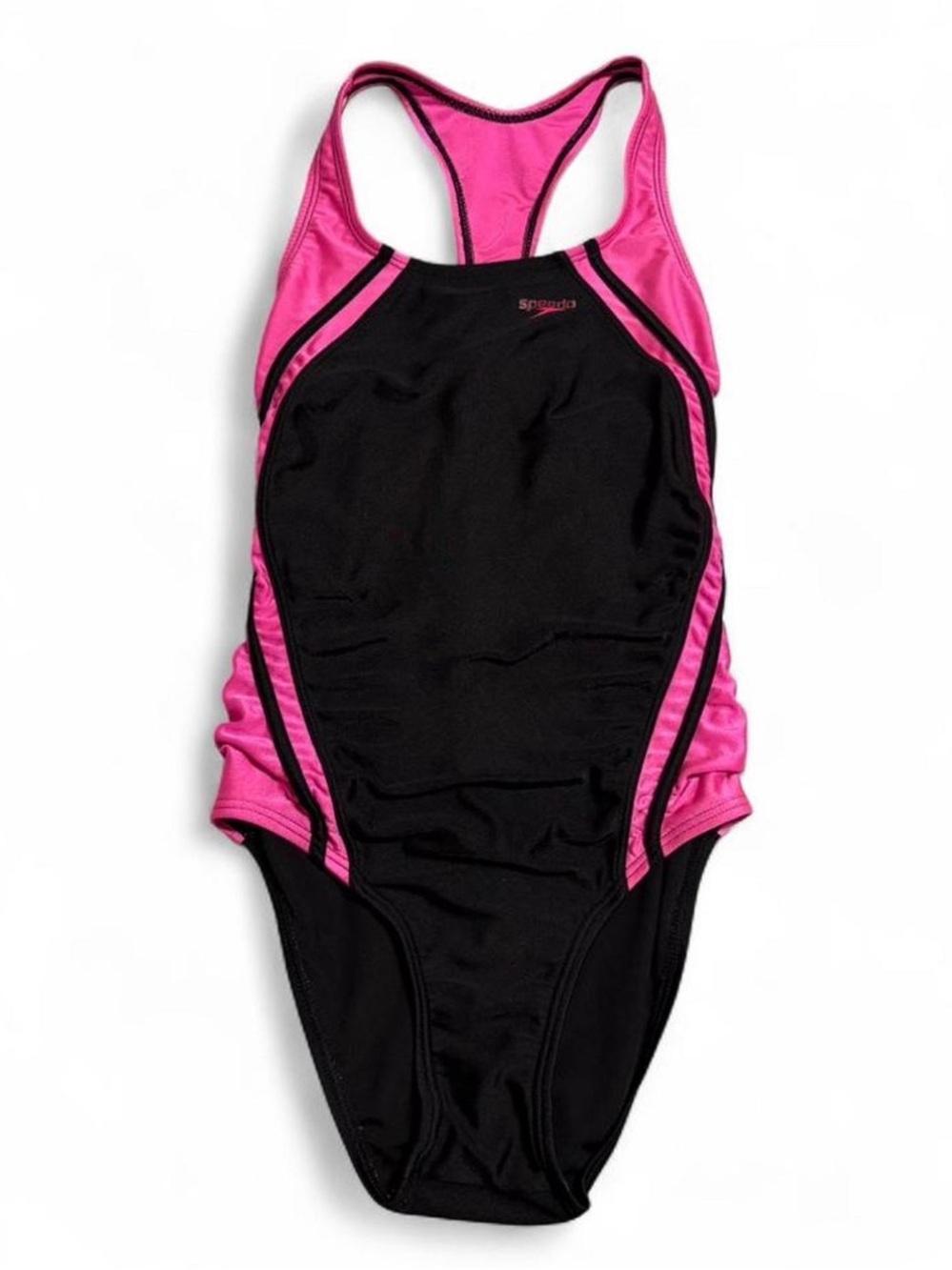 Speedo Black and Hot Pink Girls One-Piece Swimsuit